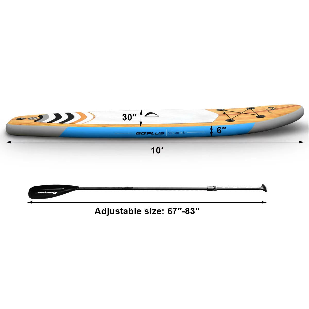 10' Inflatable Stand up Paddle Board with Bag Paddle Fin I350
