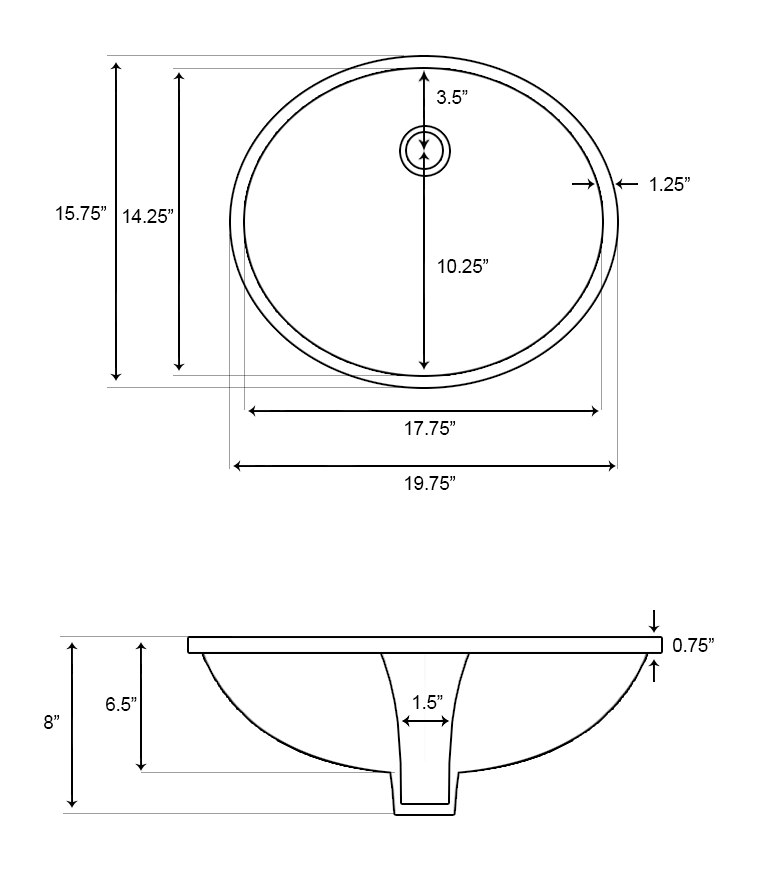 19.75 in. Oval Undermount Sink Set Biscuit H4327