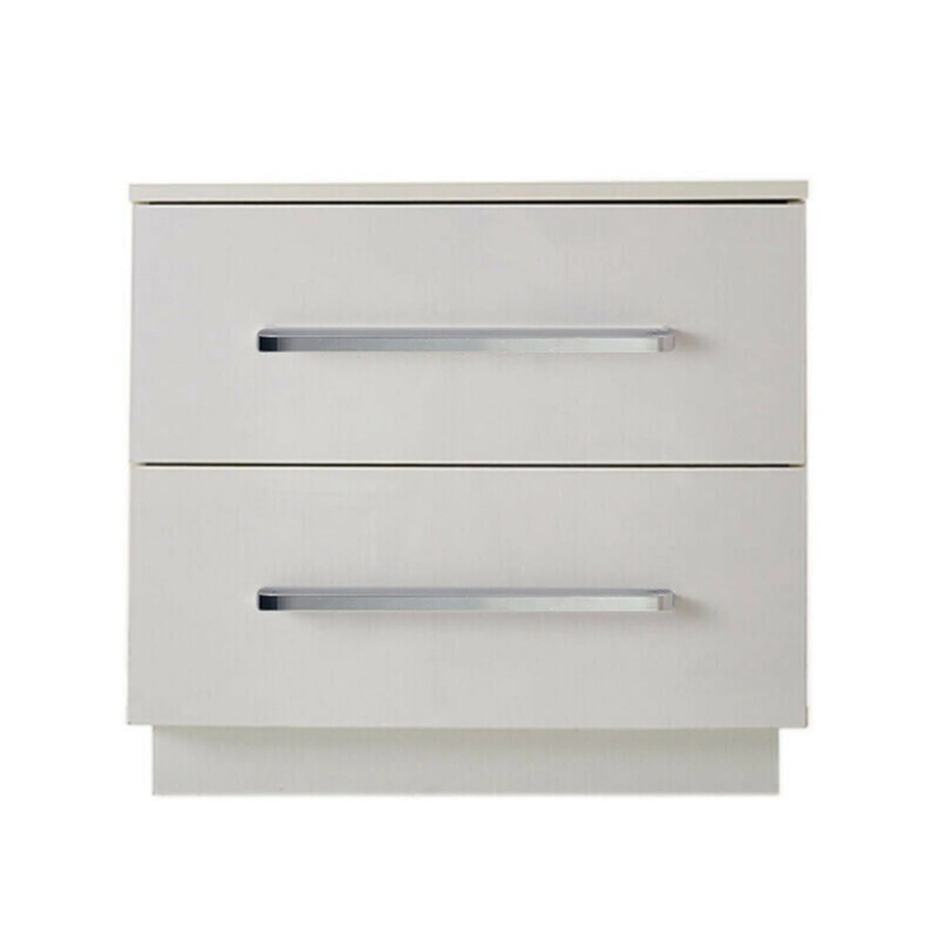 White High Gloss Nightstand with LED Light 2 Drawers P521