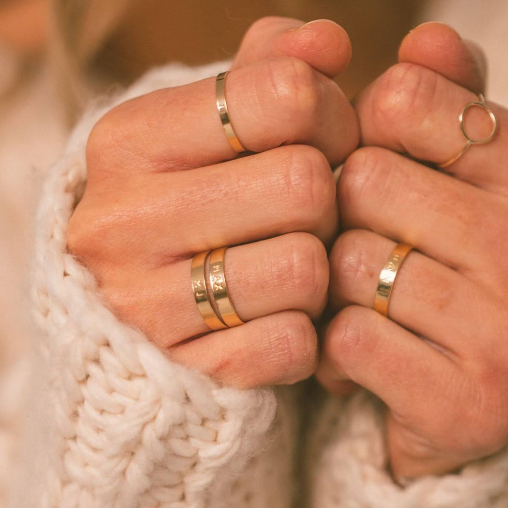 Handstamped Gold Filled Ring V468