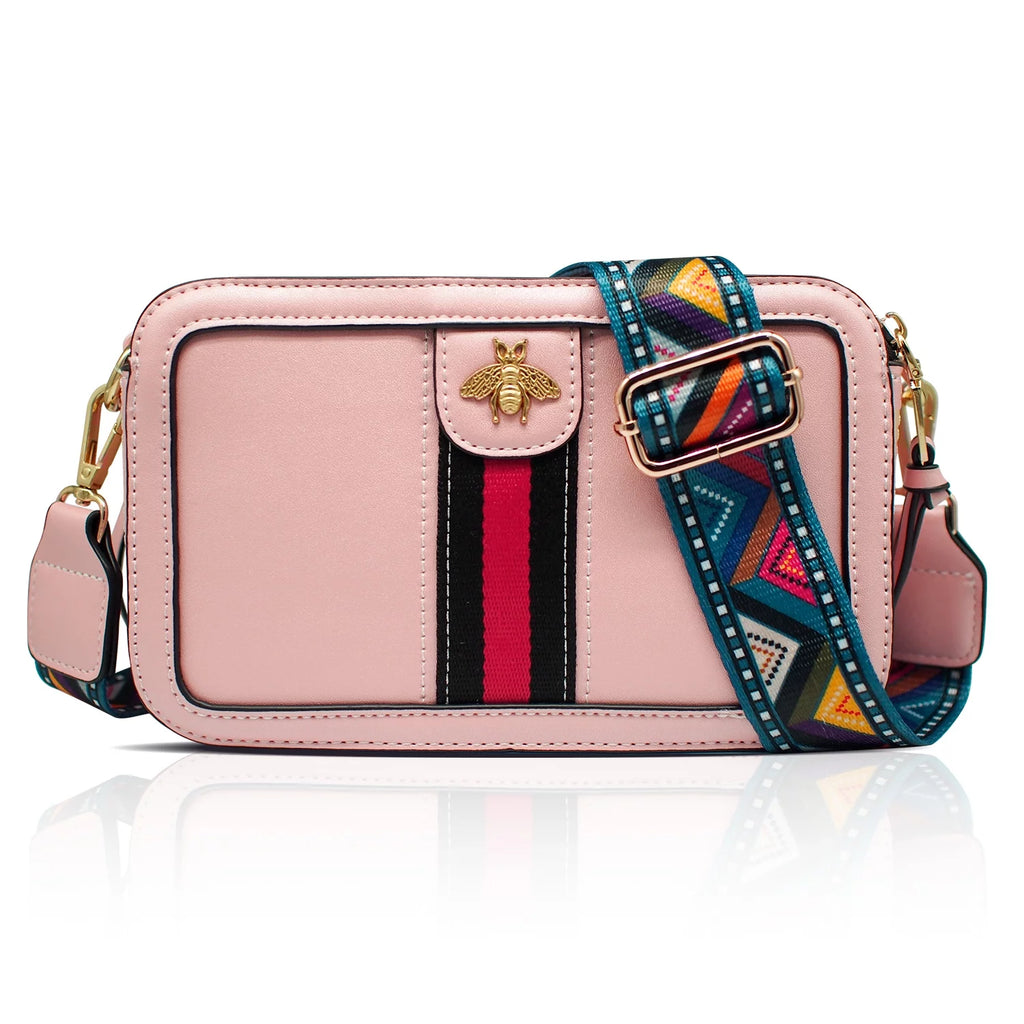 Pink PU Leather Crossbody Bag J722