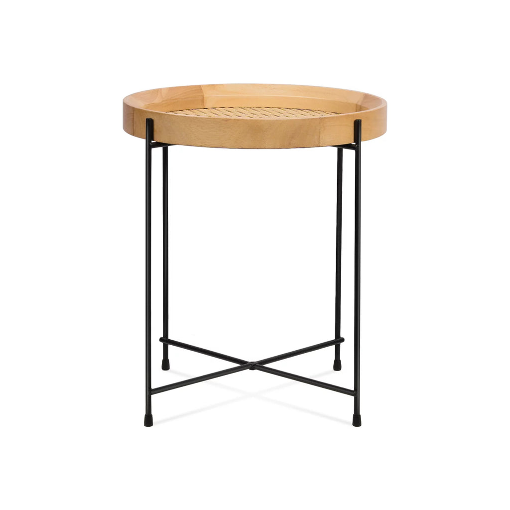 14.2" Round Rattan End Side Table L33040