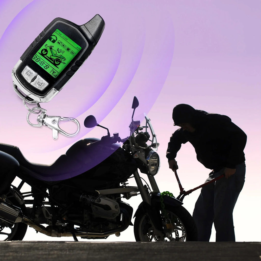 2 Way Motorcycle Alarm Pager Remote Engine Start P9718