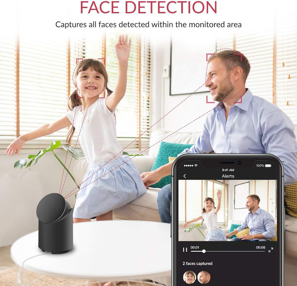 2K Indoor Security Camera with Night Vision, 2-Way Audio, 360-degree, 2PC J20153