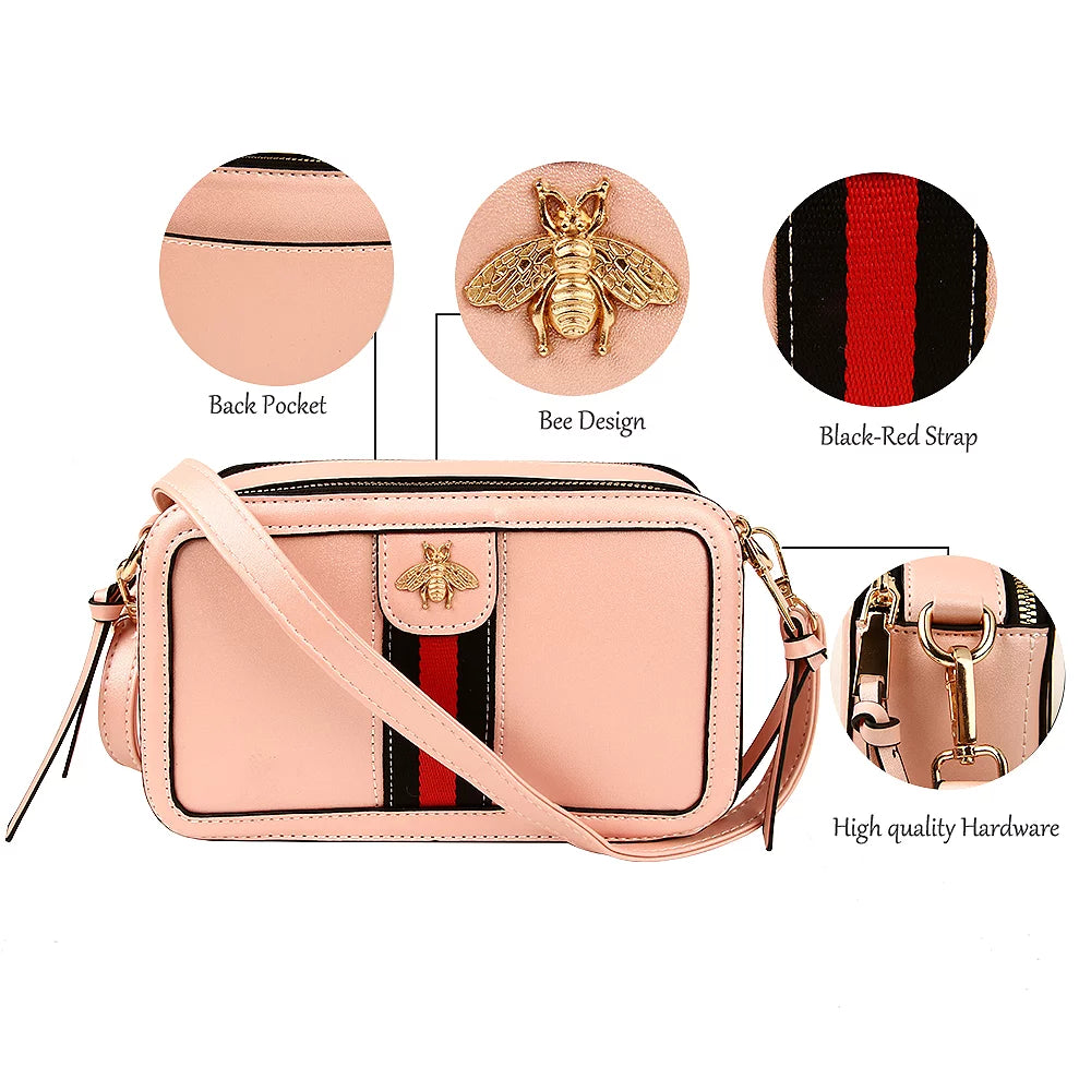 Pink PU Leather Crossbody Bag J722