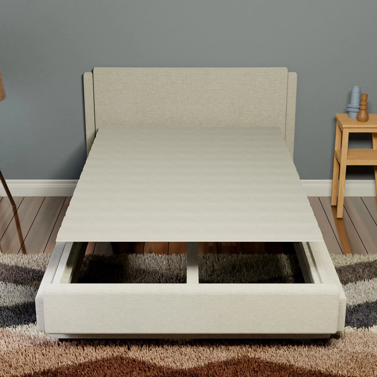 Queen Gray Mattress Support Wood Slats with Cover D13707