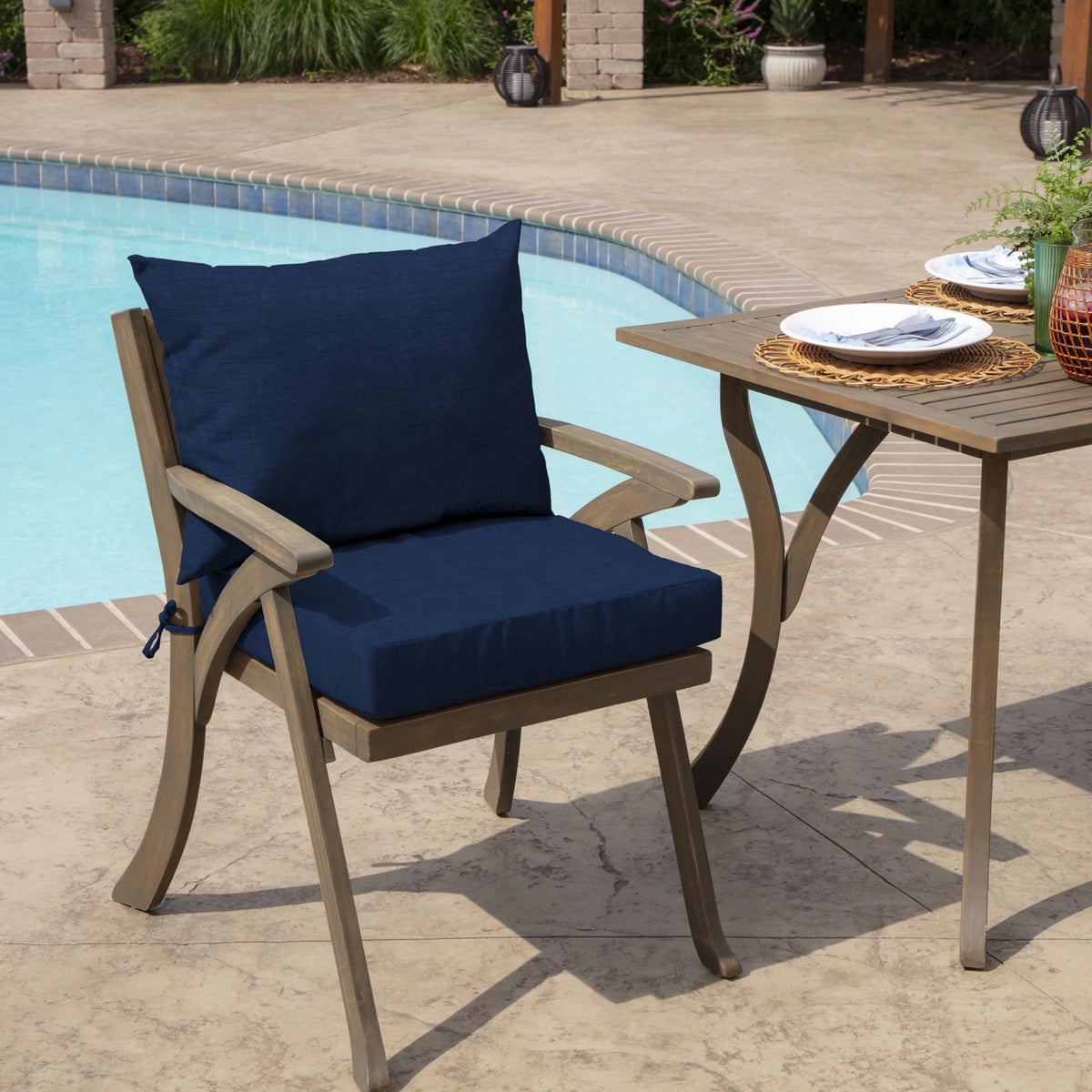 Sapphire Blue Outdoor Dining Chair Cushion Set 21 x 21 U634