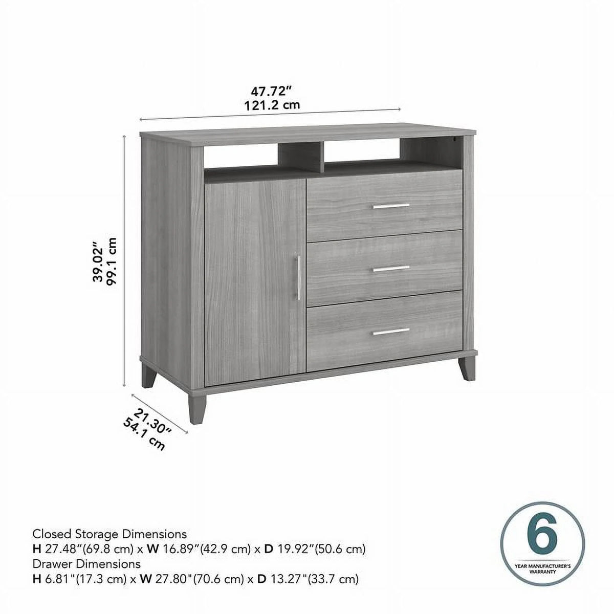 Tall Sideboard Buffet Cabinet in Platinum Gray I894749