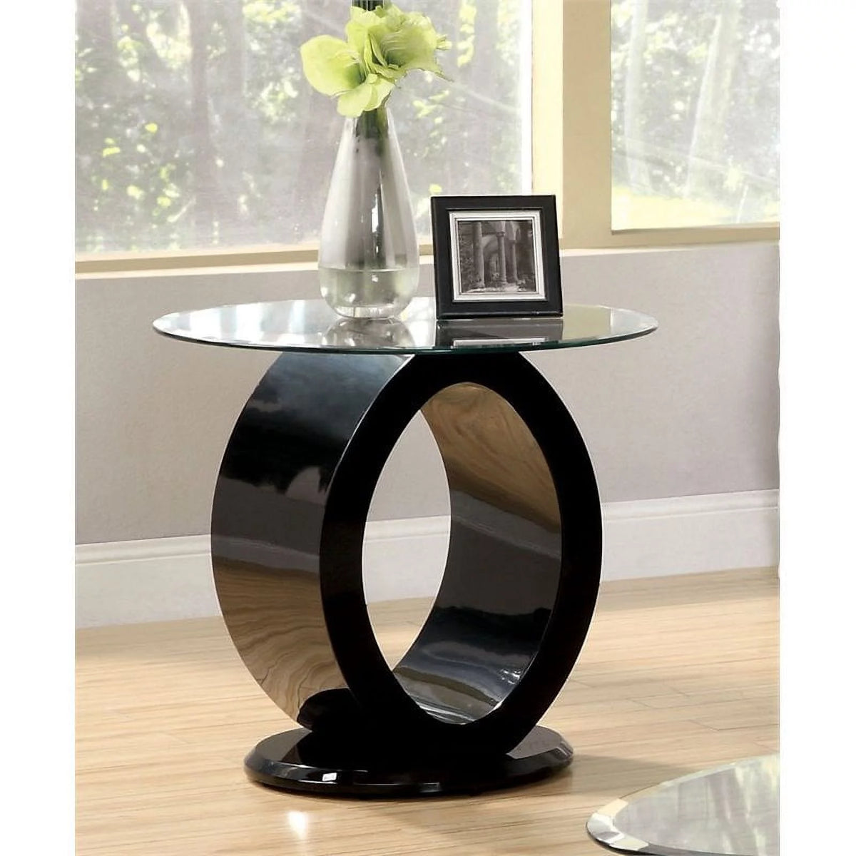 Black 3-Piece Tempered Glass Top Coffee Table Set R893