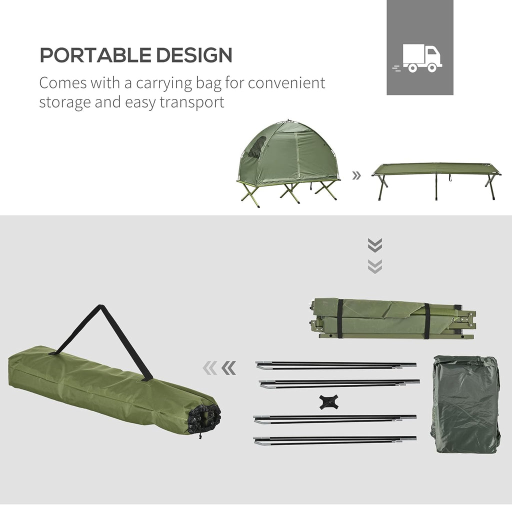 Compact Pop Up Folding Camping Cot Tent Combo Set F91919