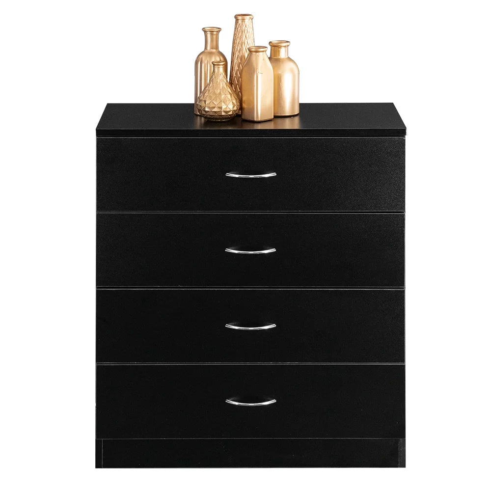 Black 4-Drawer MDF Wood Dresser M87204
