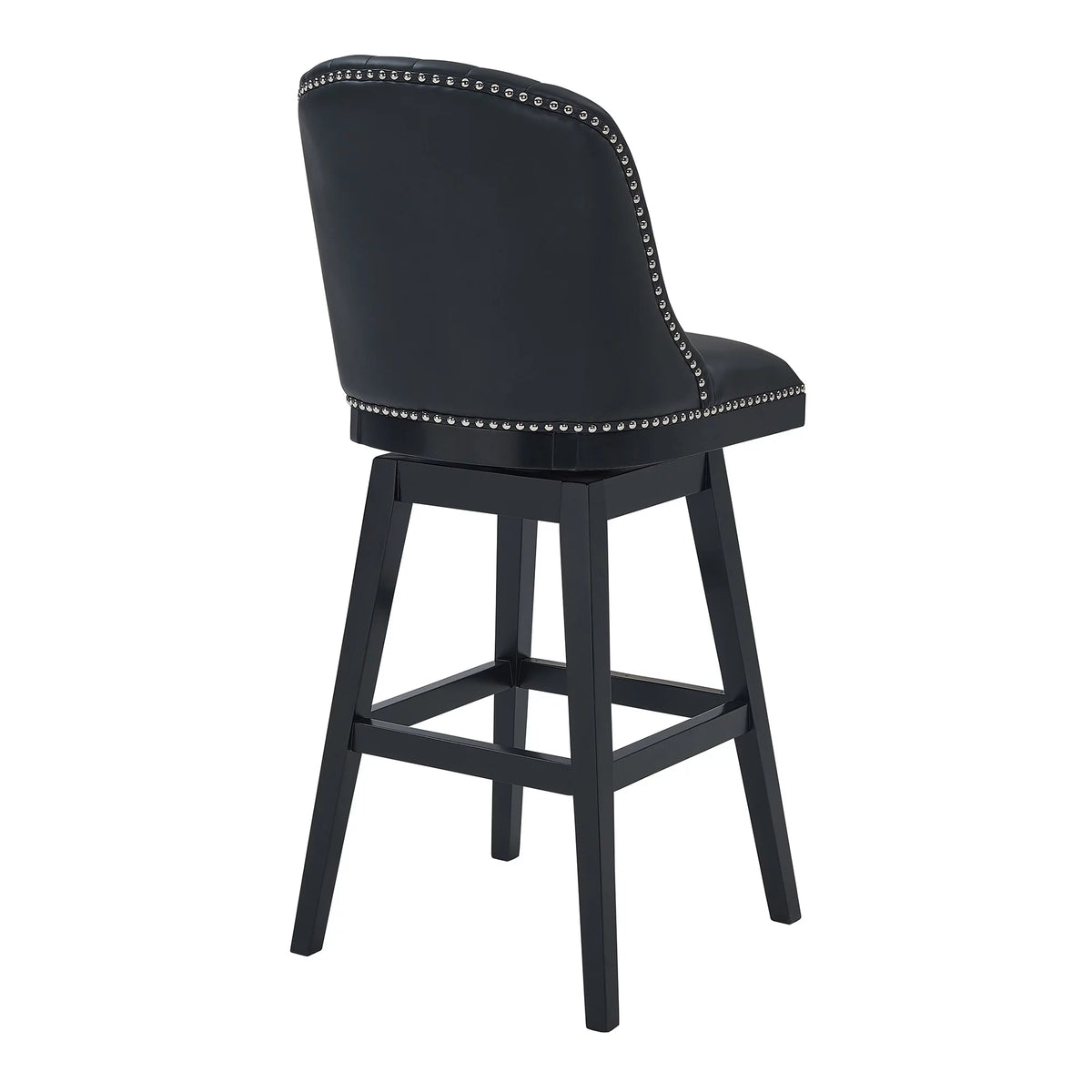 Black Faux Leather & Wood Swivel Counter Stool B26528