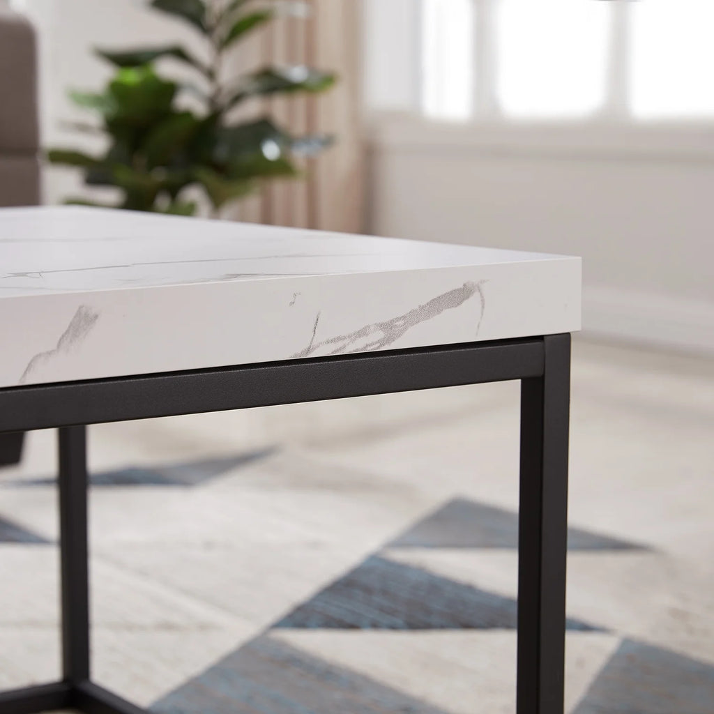 Marble Wood and Metal Side Table M575