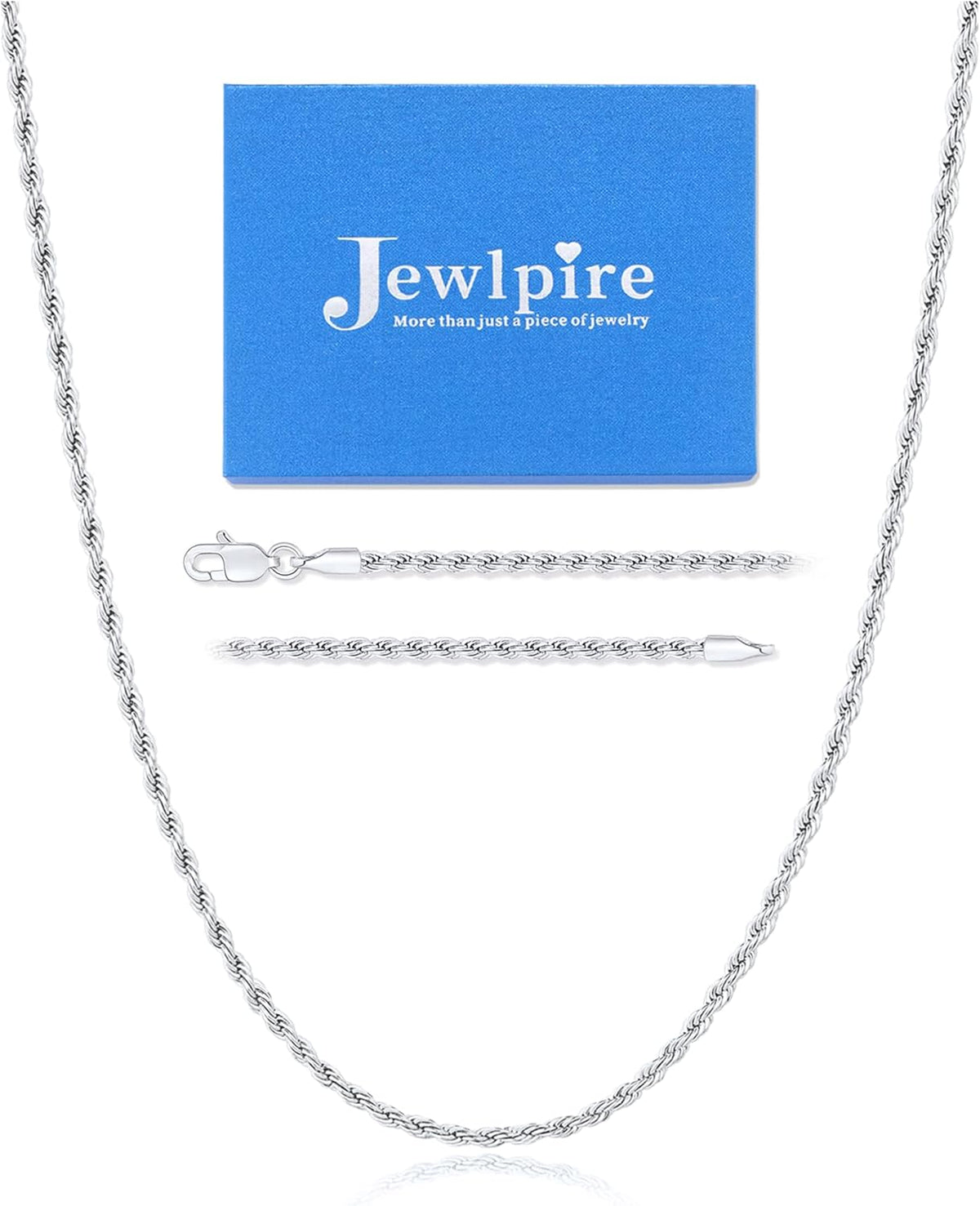 14K Gold Rope Chain Necklace, 2.5mm 3mm 4mm Stainless Steel, 16 18 20 22 24 26 Inch P593322