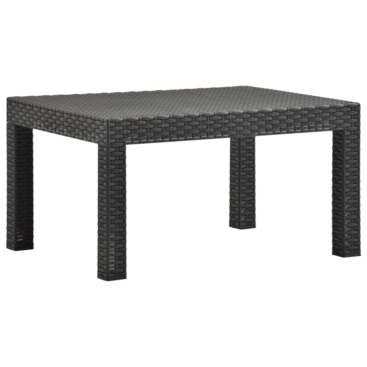 2 Piece Patio Lounge Set with Cushions Sofa Chair Coffee Table PP Rattan Anthracite Outdoor Sectional Sofa Set T55430
