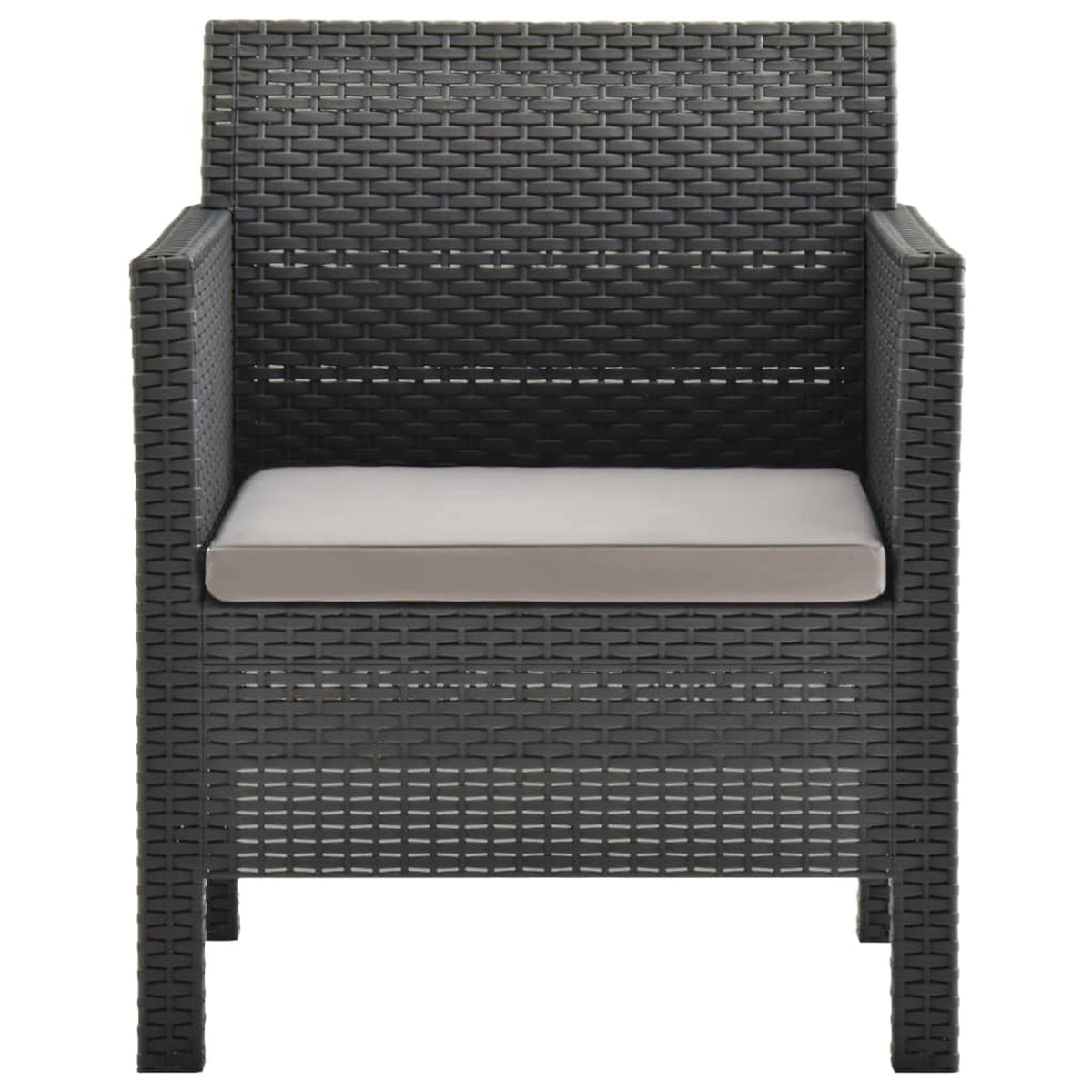 2 Piece Patio Lounge Set with Cushions Sofa Chair Coffee Table PP Rattan Anthracite Outdoor Sectional Sofa Set T55430