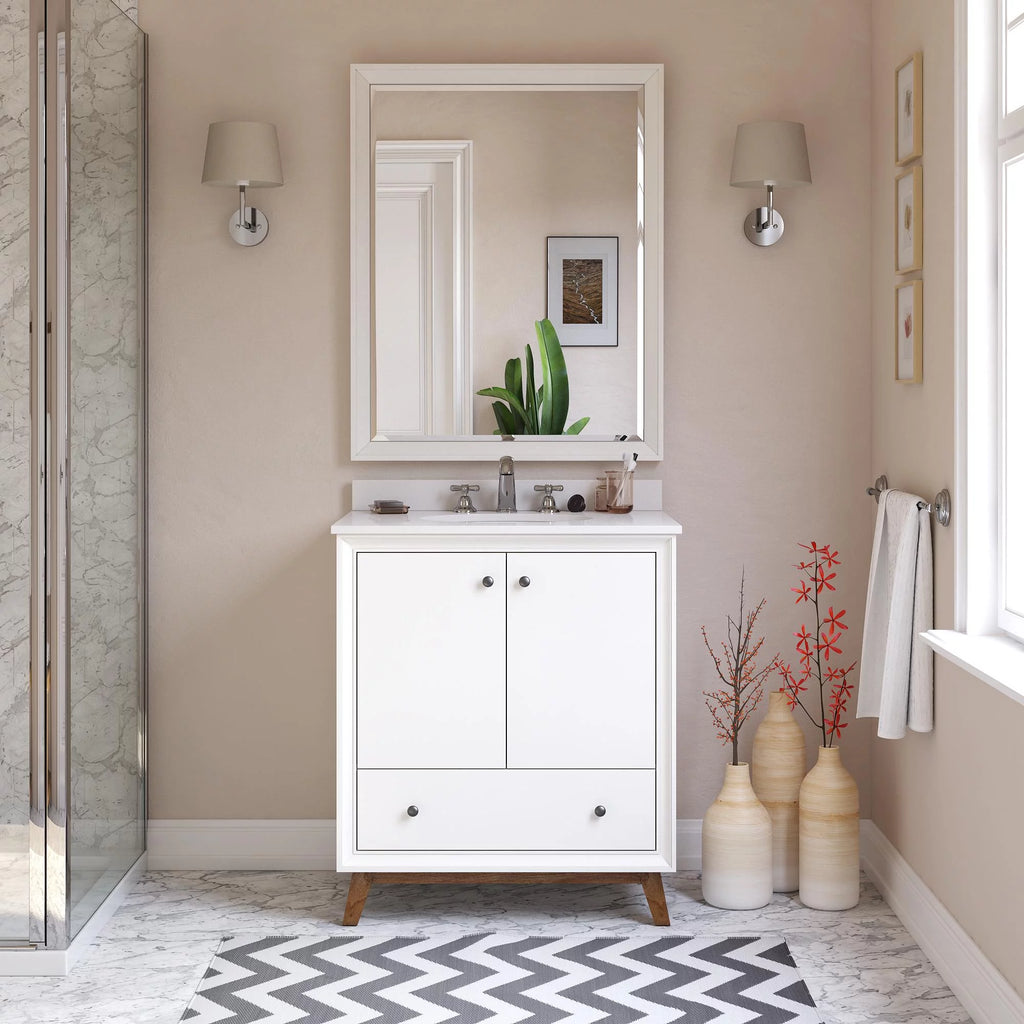 30 Inch White Bathroom Vanity with Sink J3752