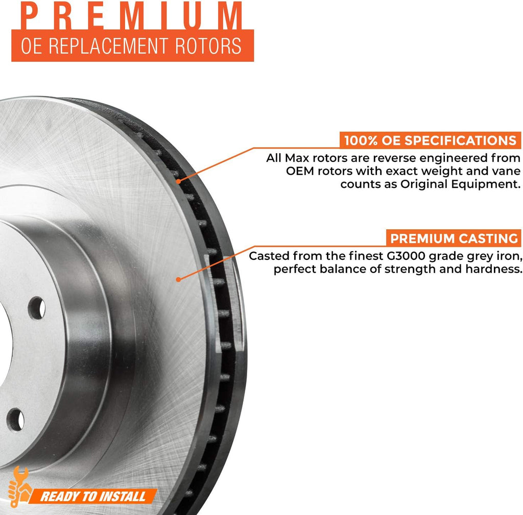 Max Brakes Premium OE Rotors with Carbon Ceramic Pads W116
