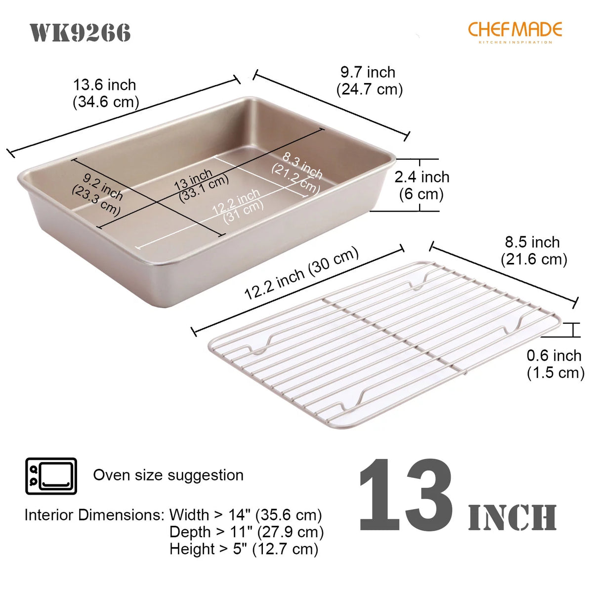 13-Inch Non-Stick Rectangular Roasting Pan with Rack R7582