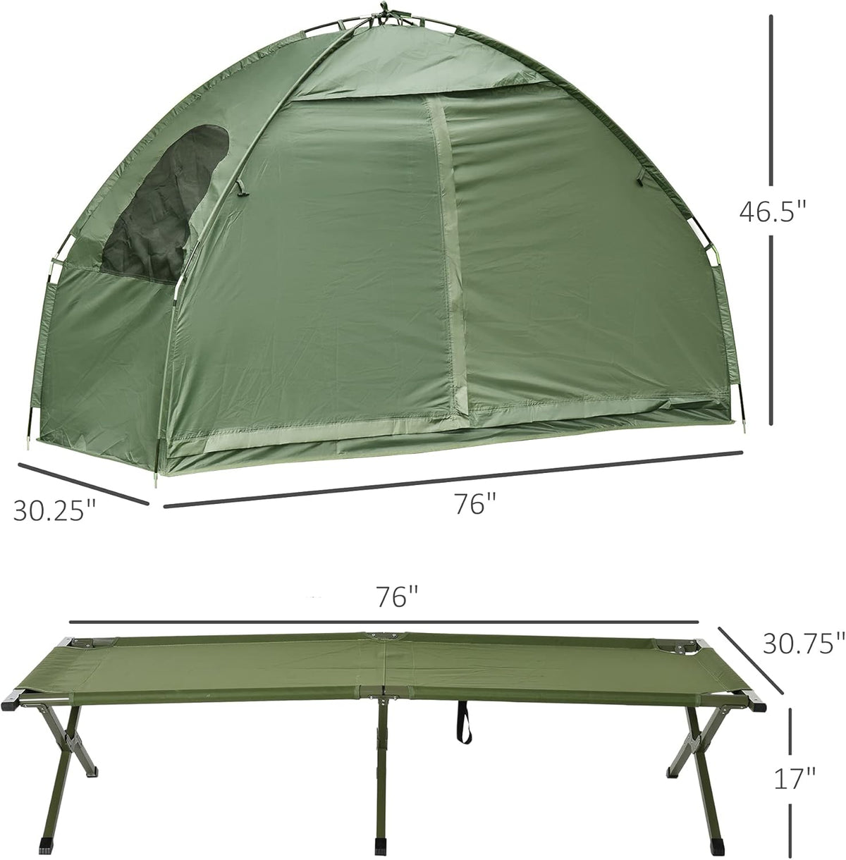 Compact Pop Up Folding Camping Cot Tent Combo Set F91919