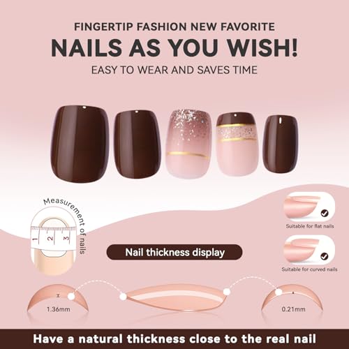 Short Square Press on Nails Set with Stickers C211