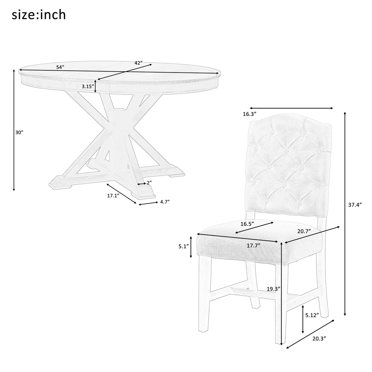 5 Piece Dining Set with Extendable Table and 4 Upholstered Chairs Z4453