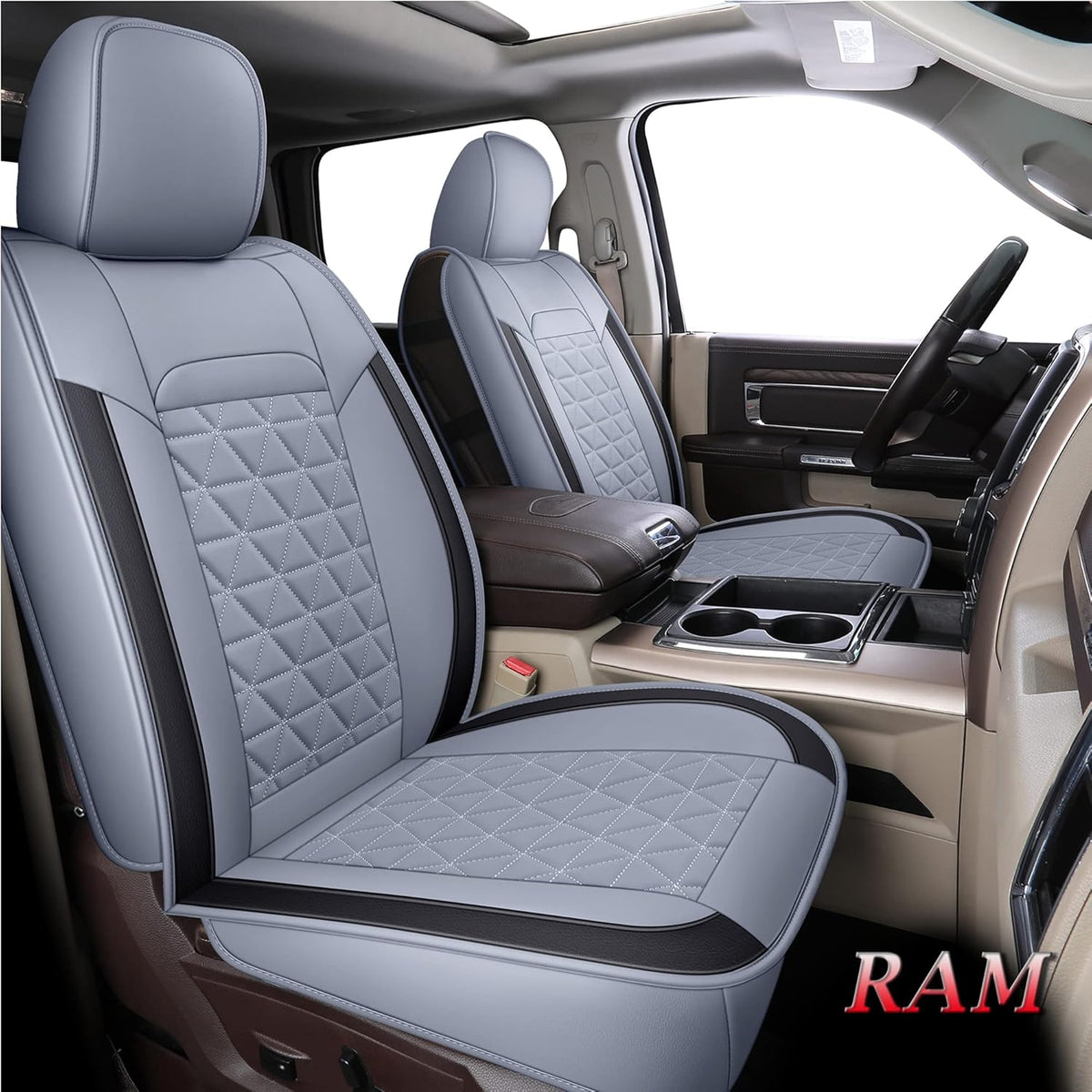 Red Waterproof Leather Seat Cover Protectors for RAM 1500 2500 3500 J452