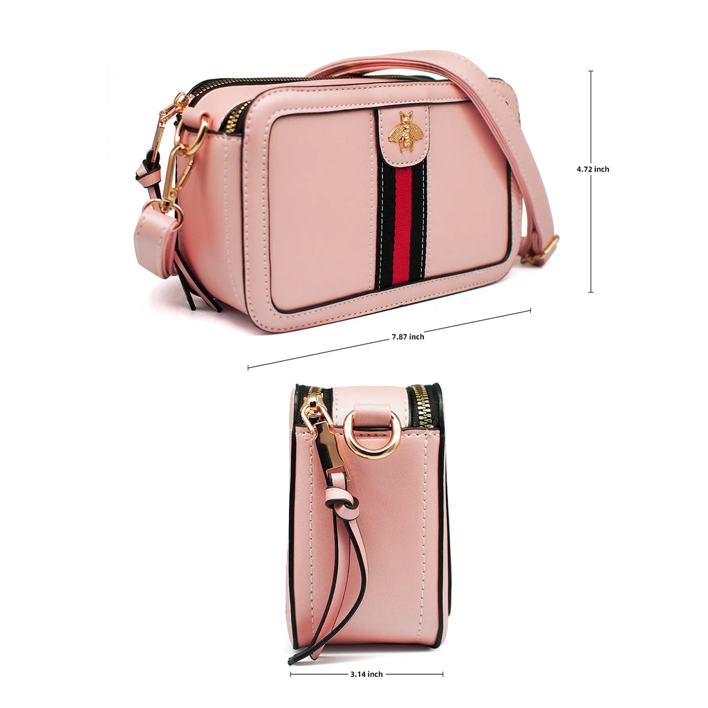 Pink PU Leather Crossbody Bag J722
