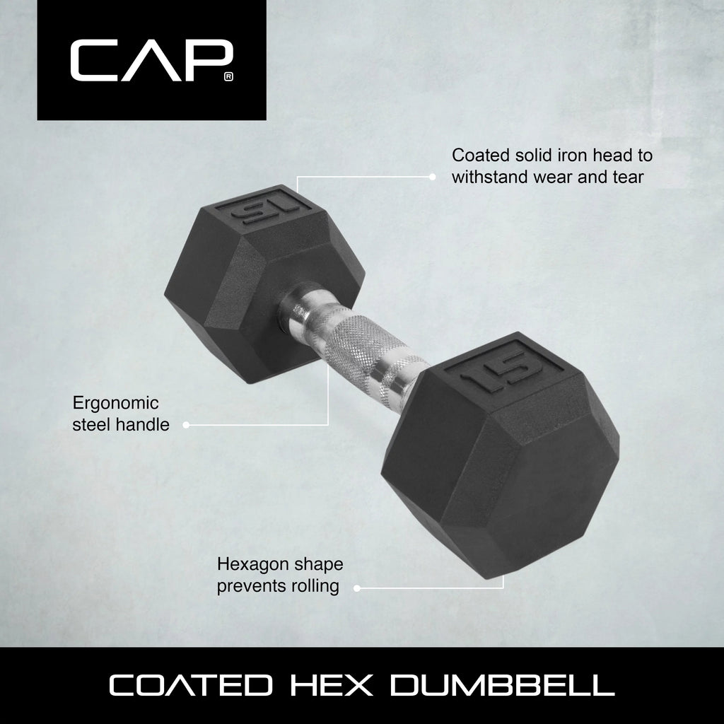 10lb Coated Rubber Hex Dumbbell Pair J8717
