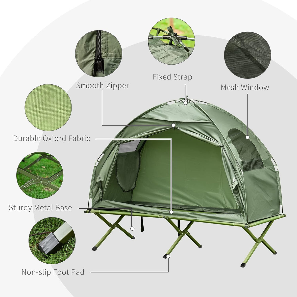 Compact Pop Up Folding Camping Cot Tent Combo Set F91919