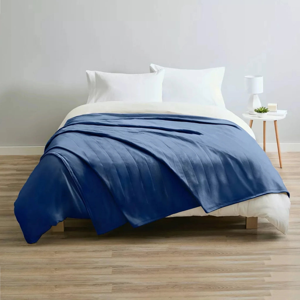 Twin Size Electric Fleece Heated Blanket in Blue M722