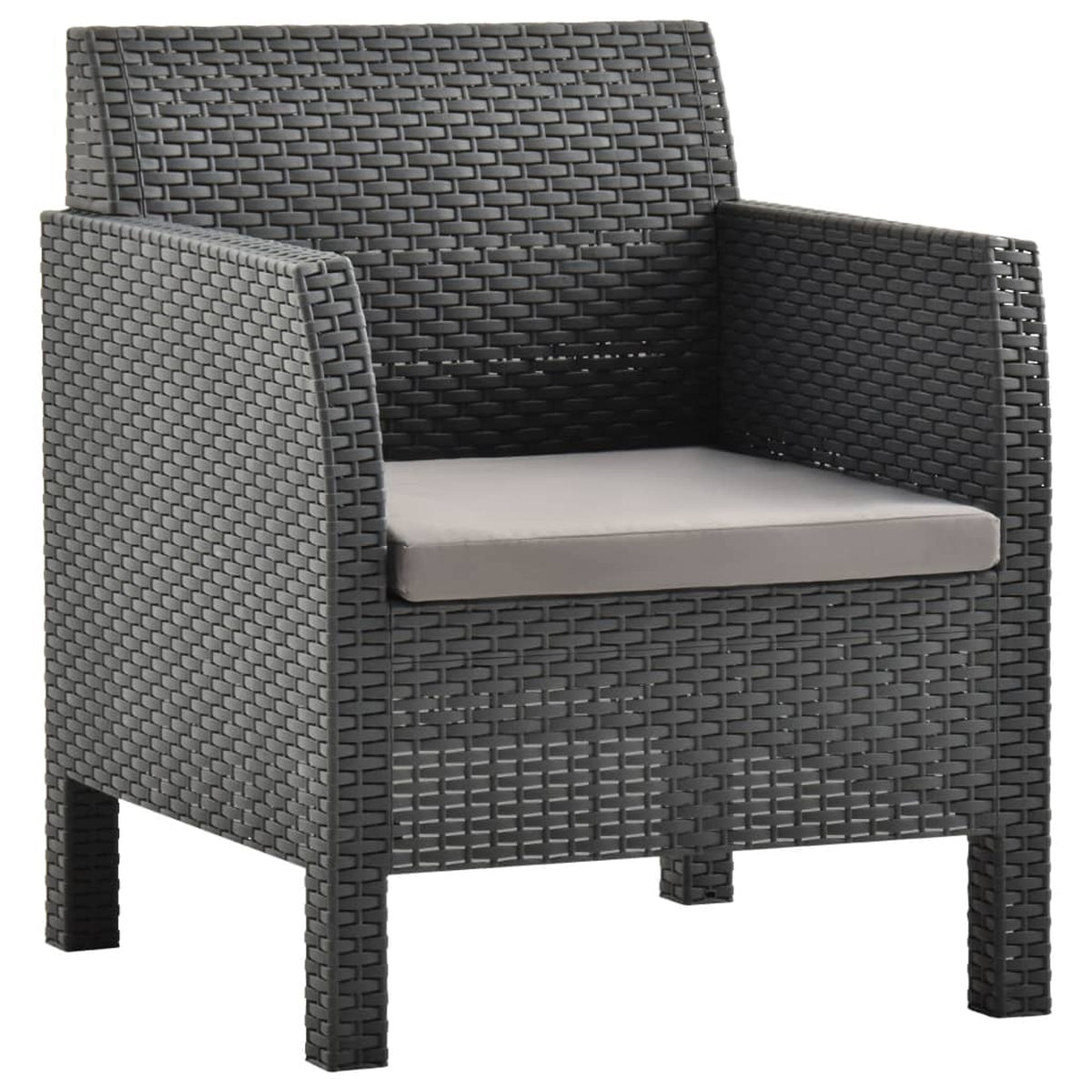 2 Piece Patio Lounge Set with Cushions Sofa Chair Coffee Table PP Rattan Anthracite Outdoor Sectional Sofa Set T55430