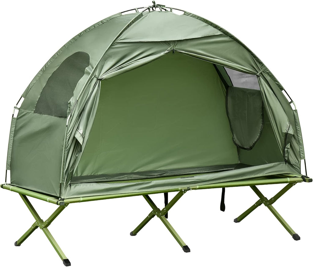 Compact Pop Up Folding Camping Cot Tent Combo Set F91919