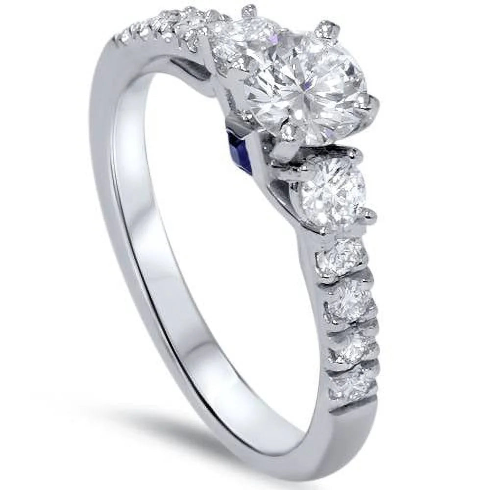 1ct Diamond & Blue Sapphire Engagement Ring 950 Platinum S241110