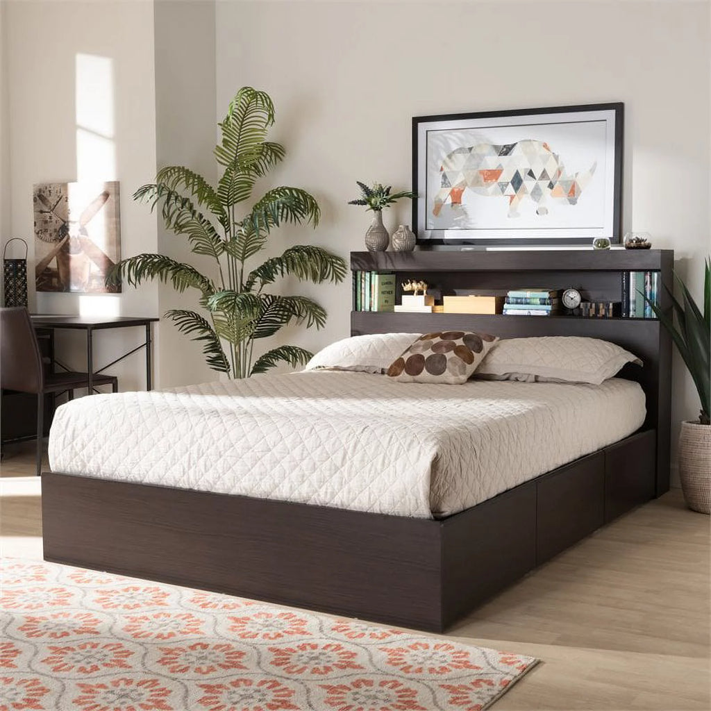 Queen Size 6 Drawer Wood Platform Storage Bed I631