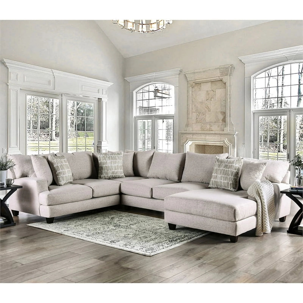 Light Gray Fabric U-Shaped Sectional G555486