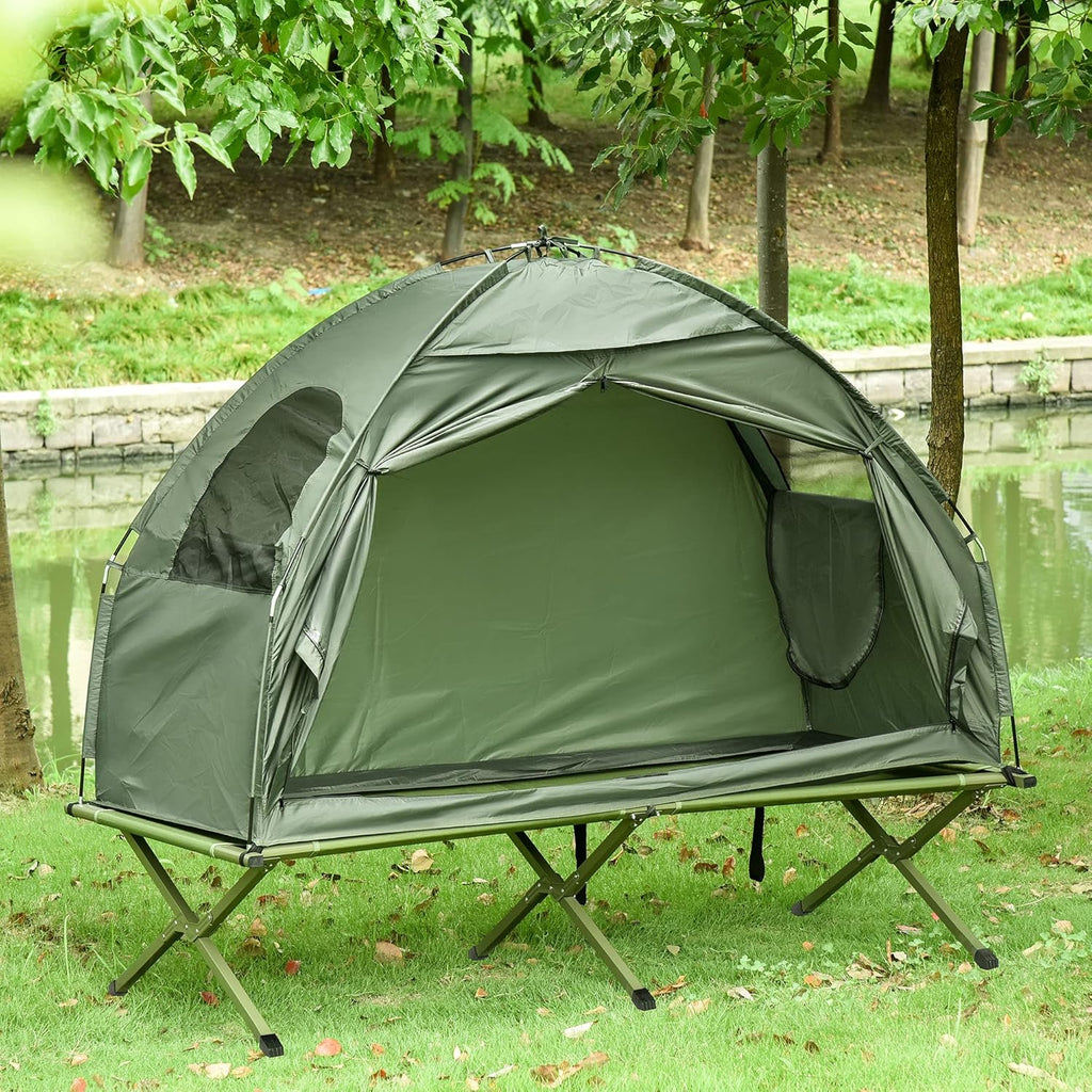 Compact Pop Up Folding Camping Cot Tent Combo Set F91919