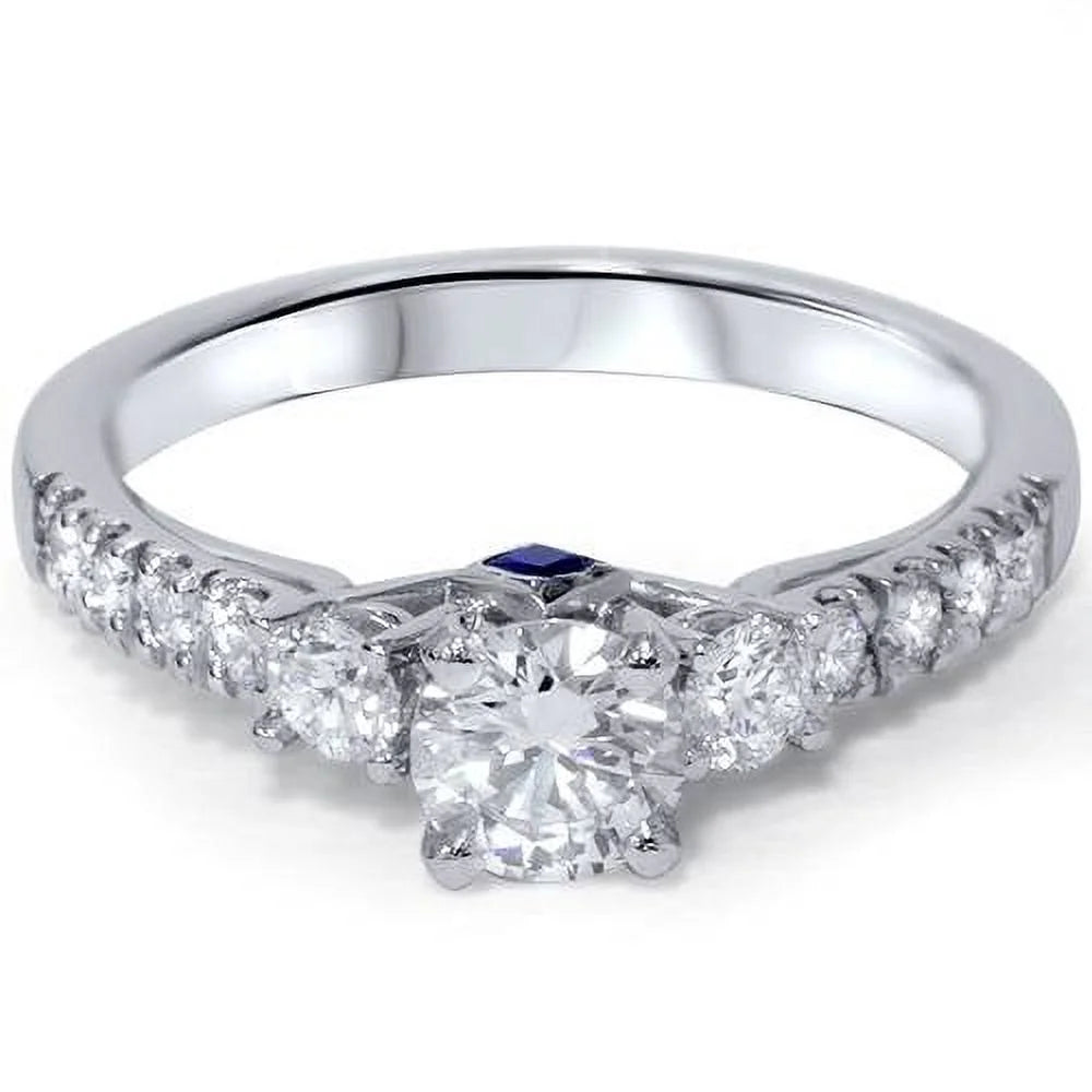 1ct Diamond & Blue Sapphire Engagement Ring 950 Platinum S241110