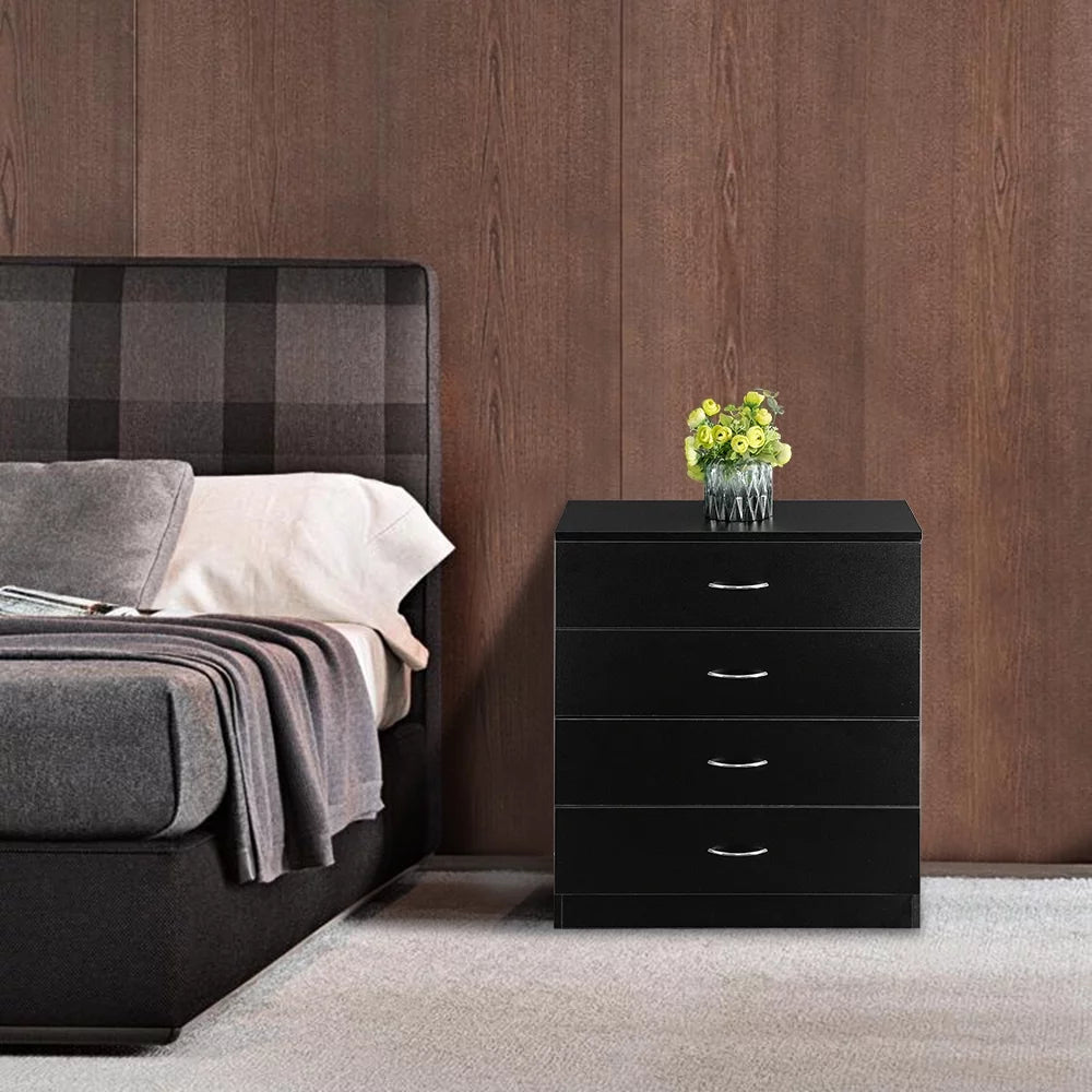 Black 4-Drawer MDF Wood Dresser M87204