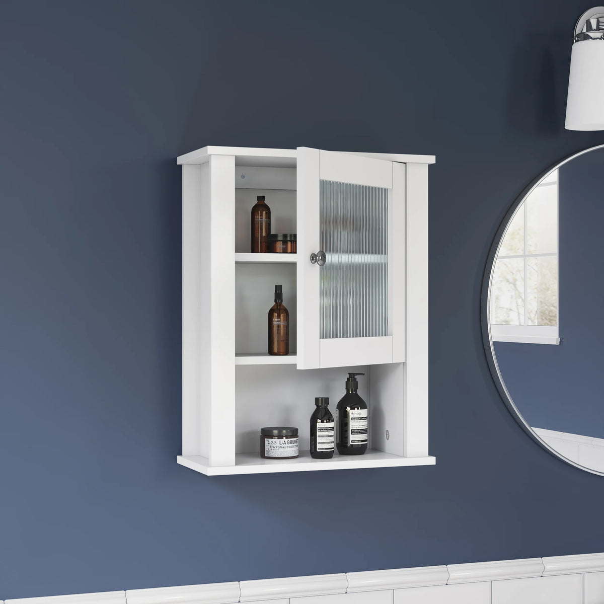 White Single Door Wood Wall Cabinet A343601