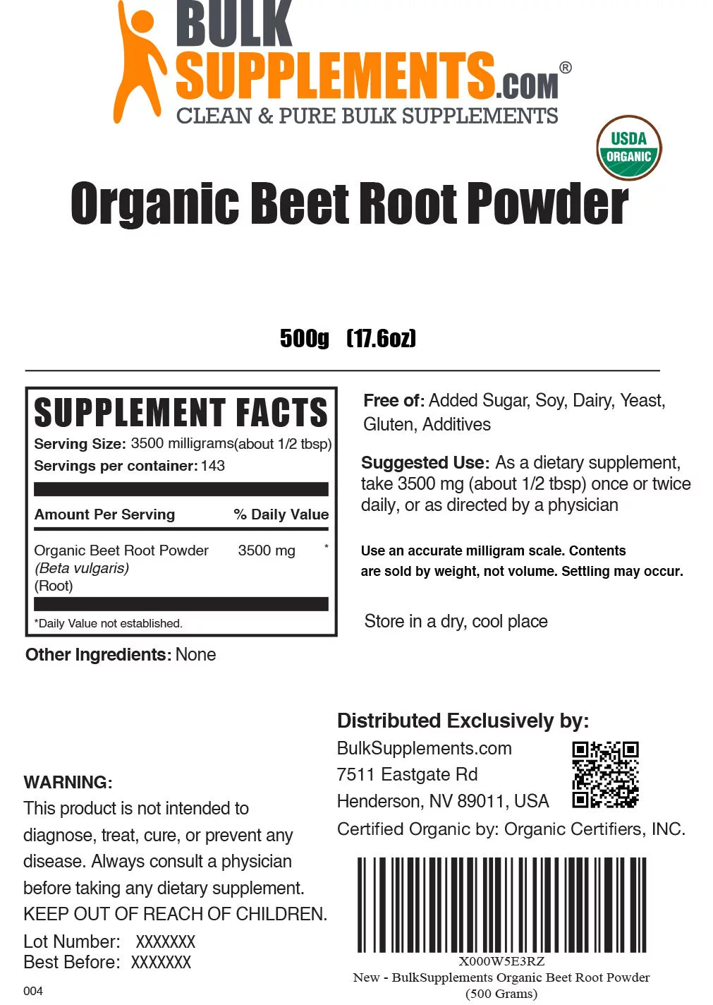 Organic Beet Root Powder 3500mg Q500
