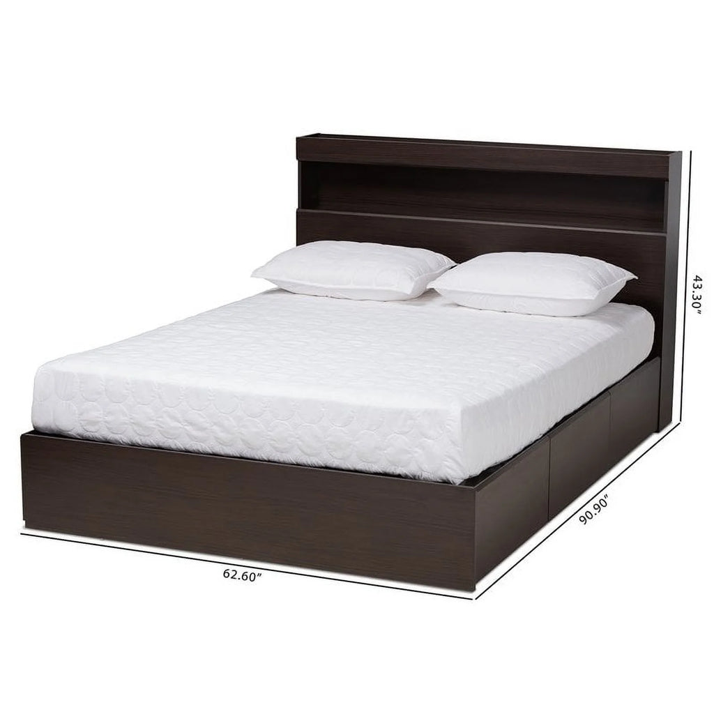 Queen Size 6 Drawer Wood Platform Storage Bed I631