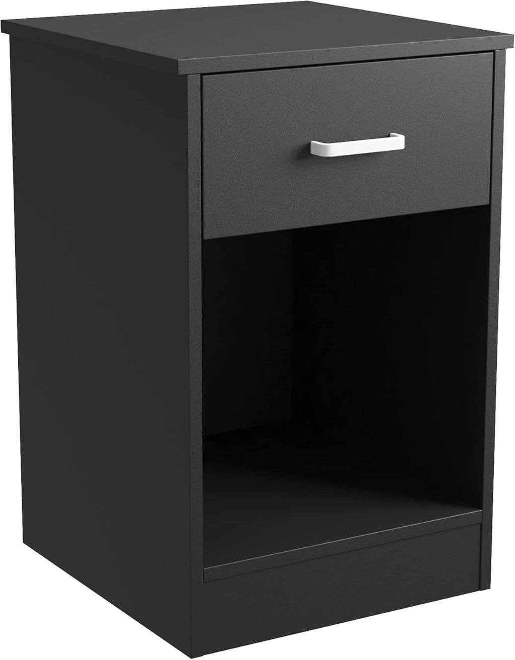 Black 2-Tier Nightstand with 1-Drawer and Open Shelf Y17053