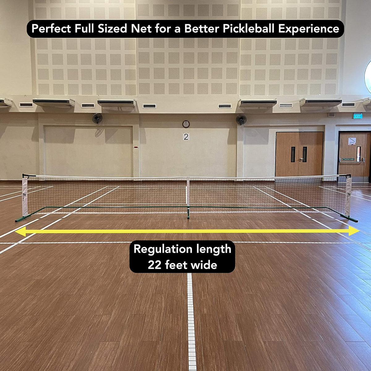 Regulation Size 22 Feet Long Pickleball Net with Steel Frame and PE Netting A2368