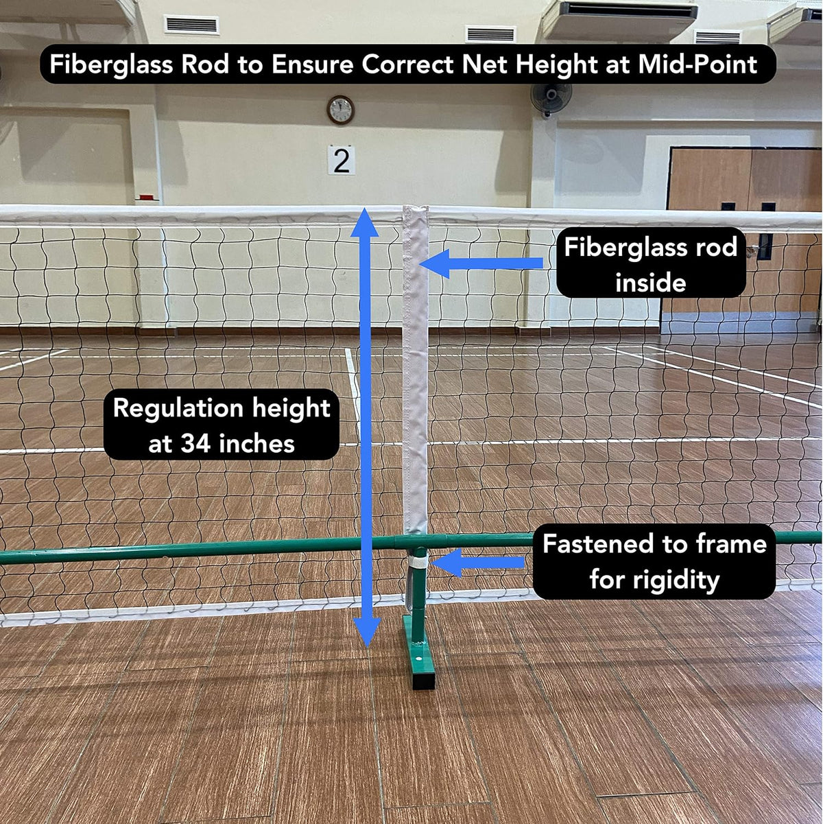 Regulation Size 22 Feet Long Pickleball Net with Steel Frame and PE Netting A2368