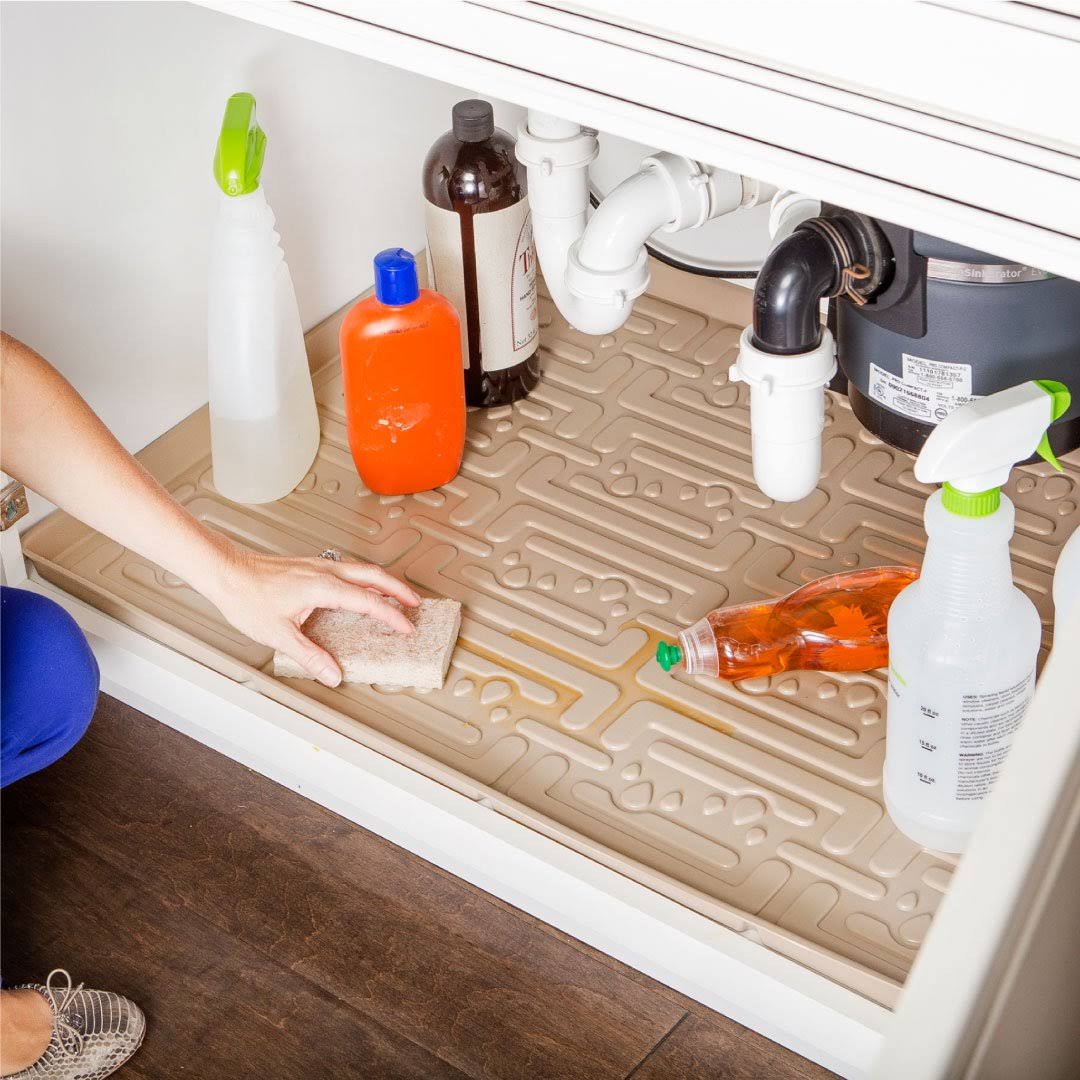 Beige 37 x 22 inch Under Sink Kitchen Cabinet Mat J8542