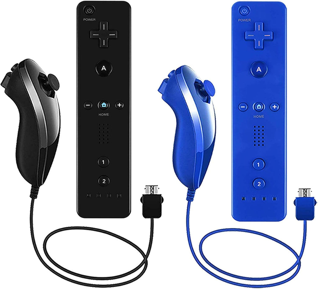 2 Pack Wii Remote Controller and Nunchuck with Silicone Case and Wrist Strap I44342