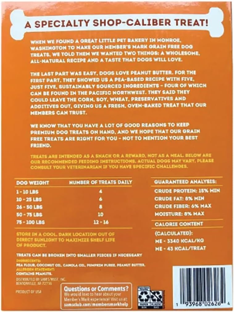 Grain Free Peanut Butter Flavored Dog Treats 5 Pound P578