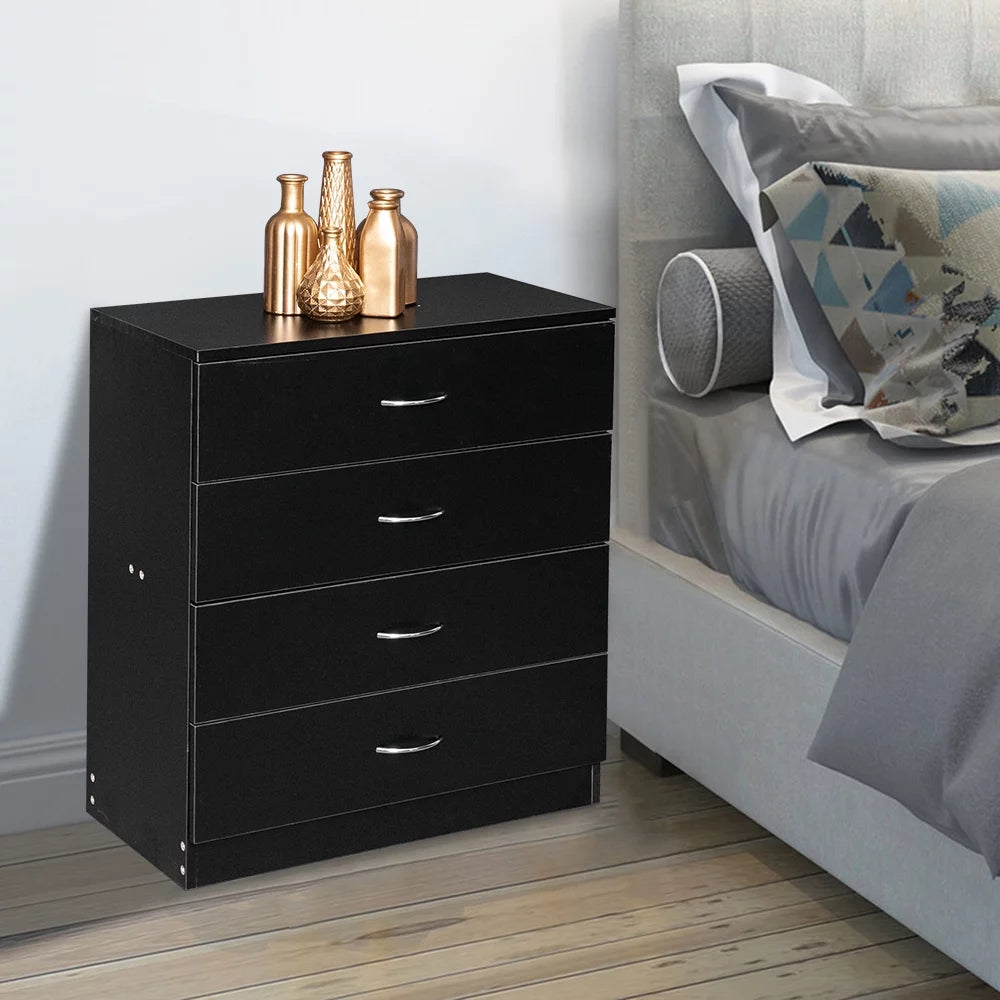 Black 4-Drawer MDF Wood Dresser M87204