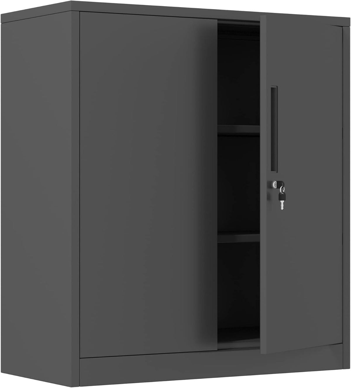 White Metal Storage Cabinet with Locking Doors and 2 Adjustable Shelves Z16996